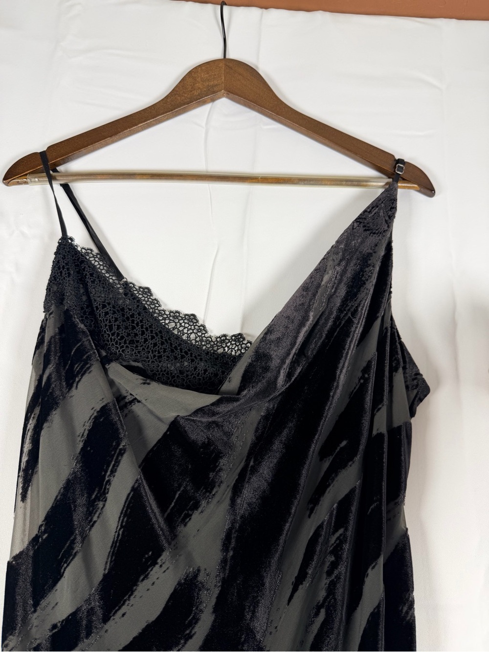 BY ANTHROPOLOGIE Women’s Size XL Dress Midi Zebra Slip Flocked Asymmetrical Cowl - Picture 8 of 16